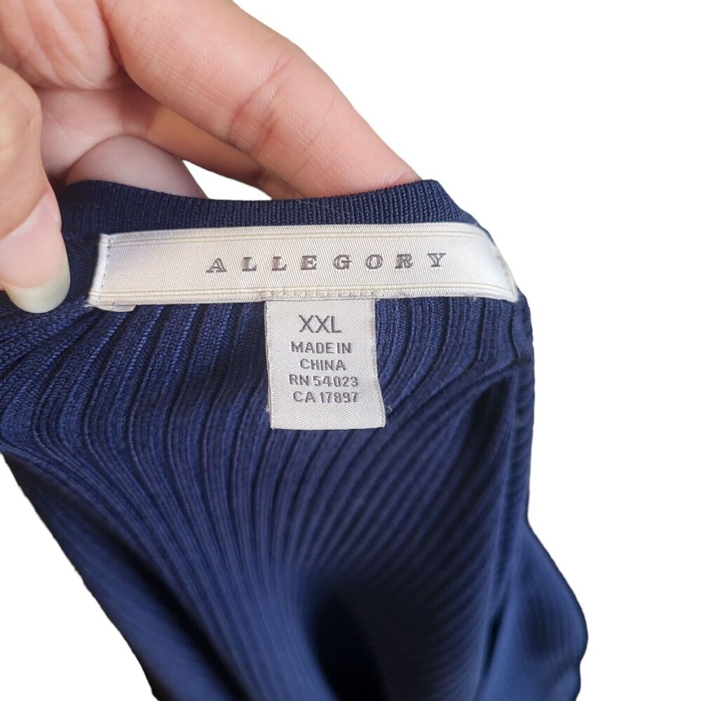 Allegory navy blue brass button down long sleeve sweater, size XXL - Picture 3 of 6